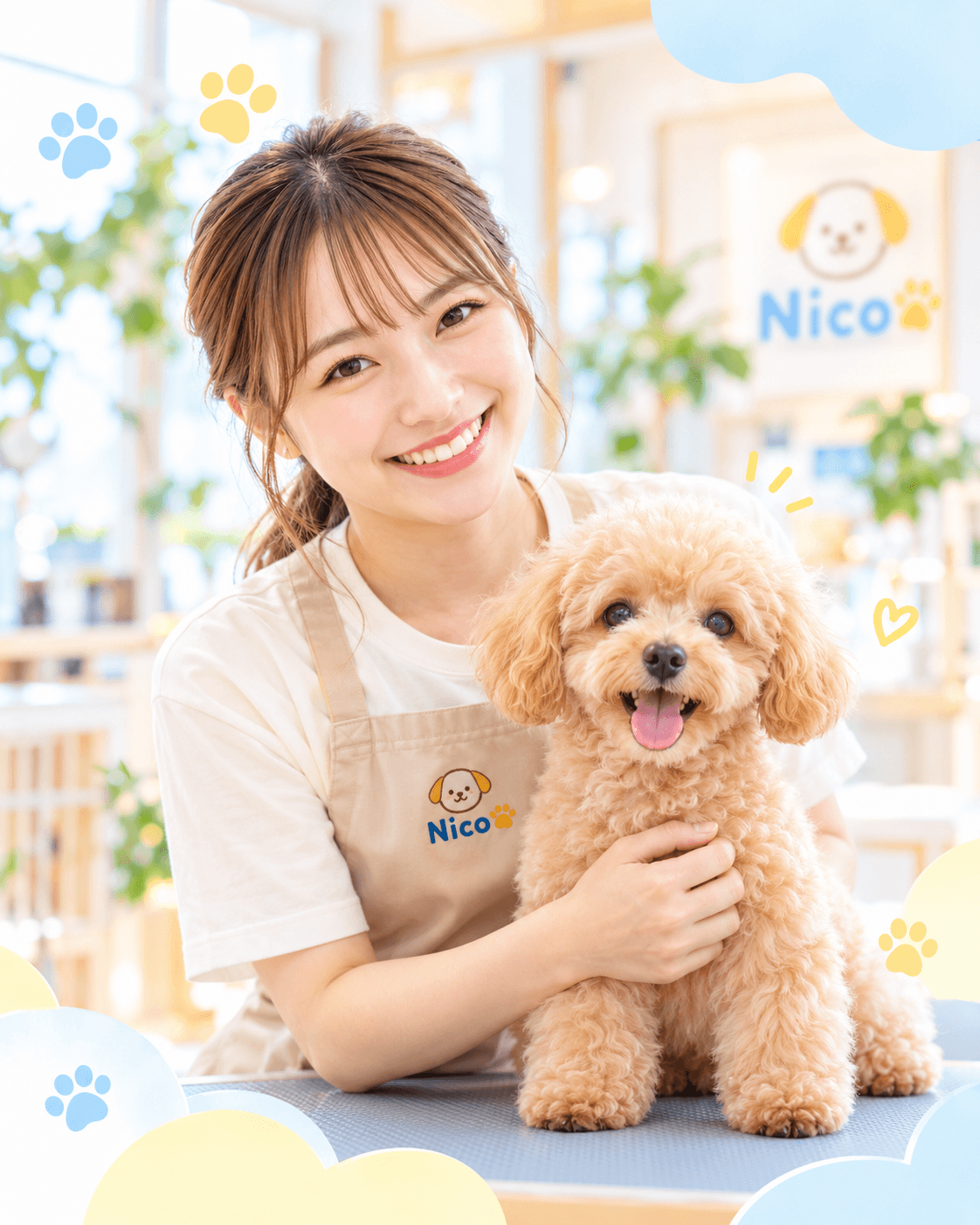 PUPPY SALON Nicoのオーナートリマー佐々木ひなたとトイプードル